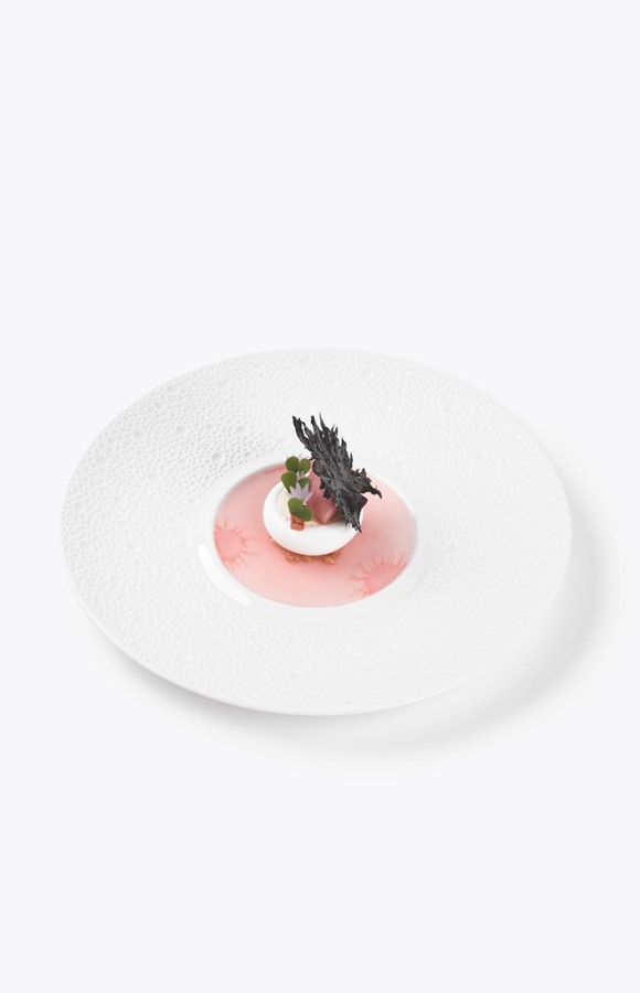 Rhabarber, roter Shiso, Buttermilch