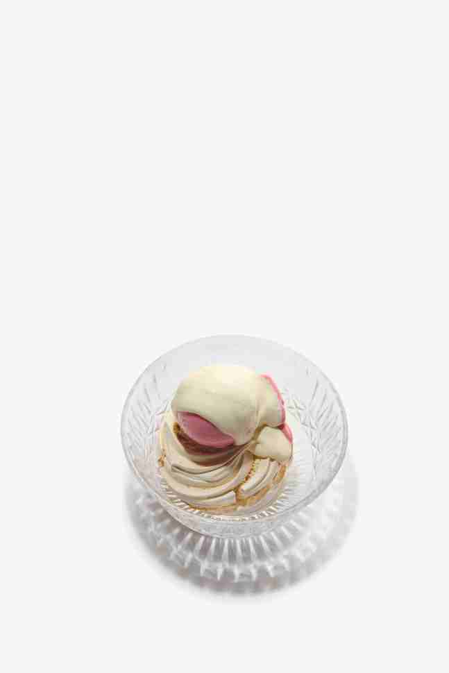 Meringue, Meertrübeli-Joghurtglace, Doppelrahm Meringue, Meertrübeli-Joghurtglace, Doppelrahm